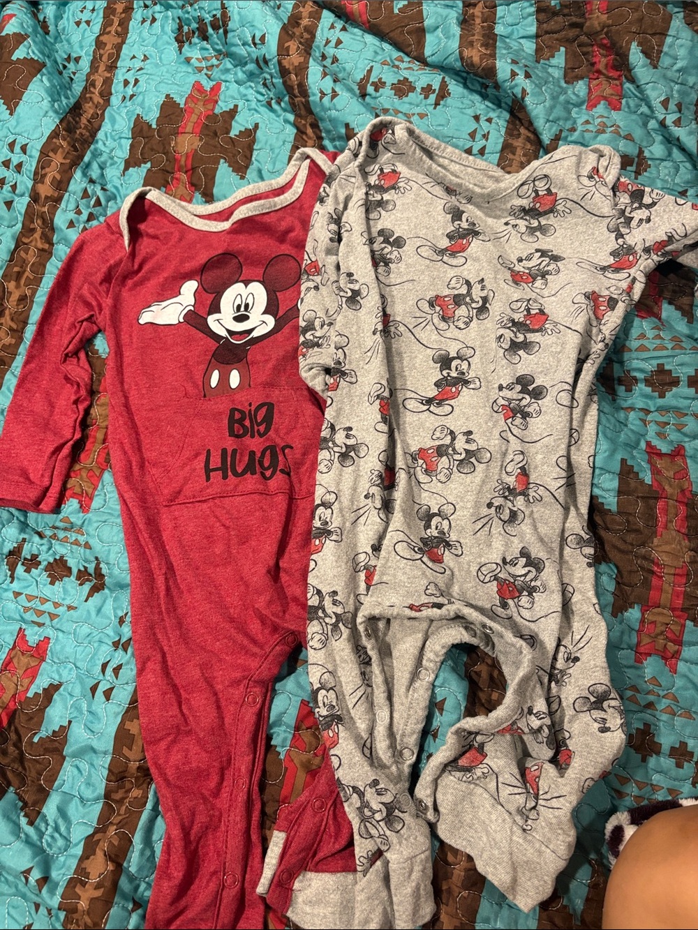 Disney Mickey Mouse Two-Pack Footie Sleepers - Red & Gray
